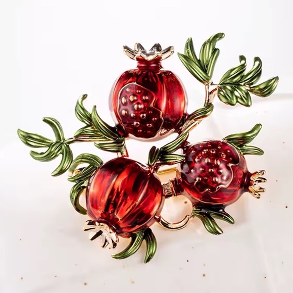 Betsey Johnson Longevity Red Pomegranate Brooch - Picture 5 of 8